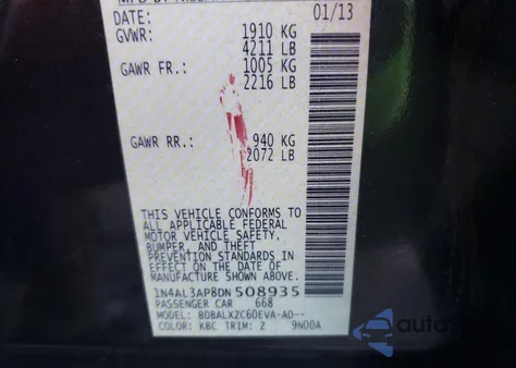 2013 Nissan Altima 2.5 z USA, uszkodzony, nr VIN 1N4AL3AP8DN508935